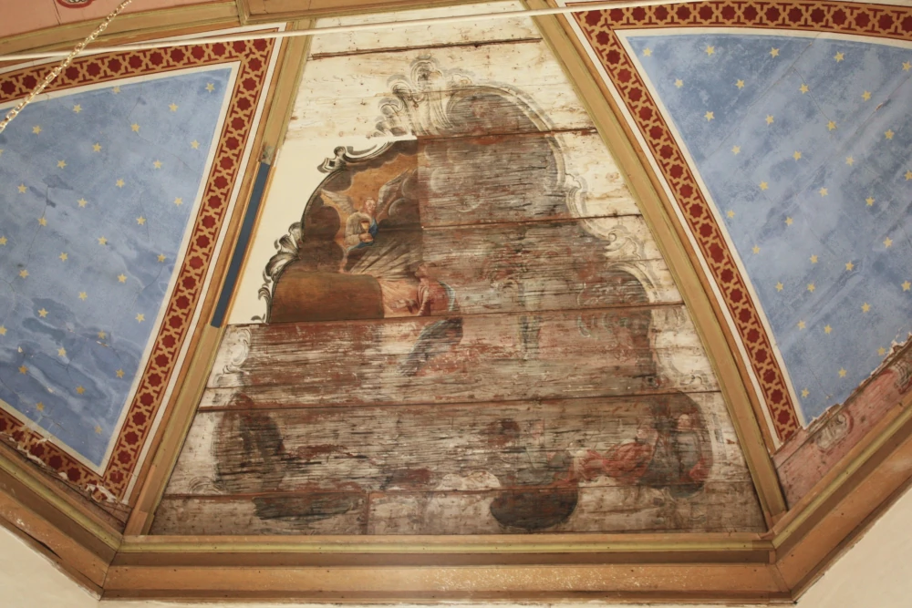 Deckenmalerei in der Kirche Tüttleben (vor der Restaurierung)